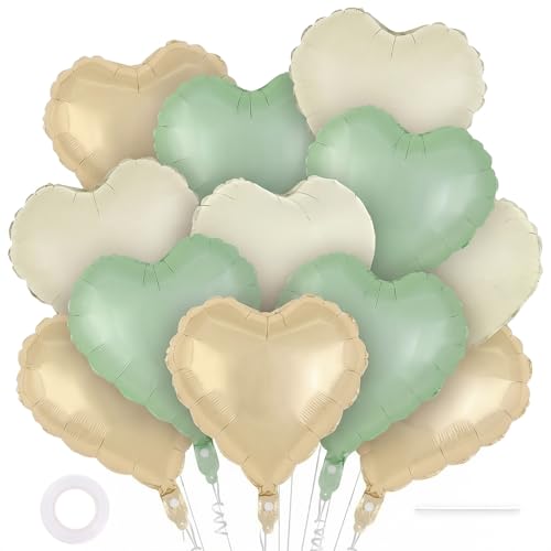 Image of 12 Pcs Colorful Heart Balloons,18 Inch Heart Foil Balloons Love Balloon Valentine Balloon for Birthday Party Wedding Engagement Party Baby Shower Valentine Day Decorations