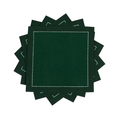 Five Star Napkins Luxury Cotton Cloth Cocktail Napkins - Bar Napkins, Party Napkins, Beverage Napkins, Events, Holiday, Wedding, Birthday, Parties - 4.5" x 4.5" - Disposable (50 x)British Racing Green
