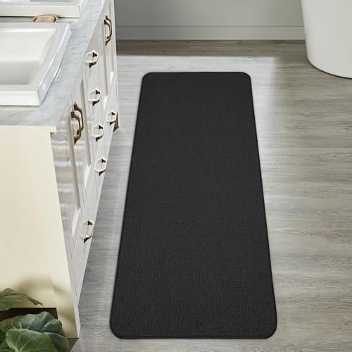 Image of Bath Mat,Ultra Thin Bathroom Runner Rugs,Large Bath Mats for Bathroom,Quick Dry,Non-Slip,Machine Washable,Low Pile,Bath Rug,Shower Outside,Sink,Home Decor Accessories.Black,1'5 inchx4'11 inch(17x59inch)