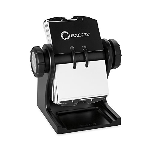 Rolodex Wood Tones Collection Open Rotary Business Card File, 400-Card Capacity, Black (1734238)