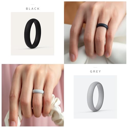 ThunderFit Women’s Silicone Engagement Rings, 5.5mm Wide, 2mm Thick, Wedding Rubber Bands, Variety Multipack 1-124