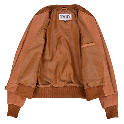 Veste bomber en cuir marron taille 42 style universitaire - 5