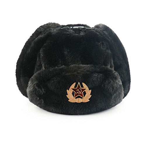 Chapka Homme Hiver Noire style militaire ushanka haut de gamme pour affronter le grand froid
