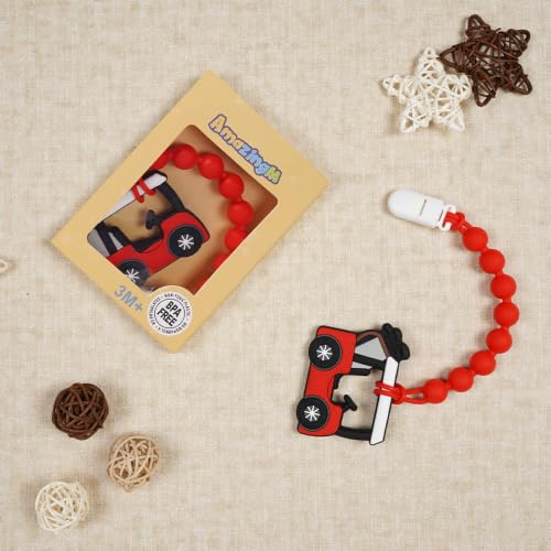 Image of Baby Golf Cart Silicone Teether Toy with Pacifier Clip,BPA Free,0 Month+