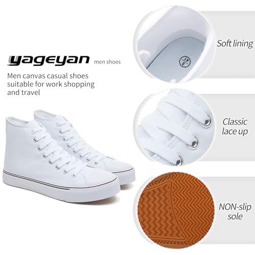 Image of yageyan Men's High Top Canvas Sneakers Fashion Lace up Walking Shoes Casual Classic