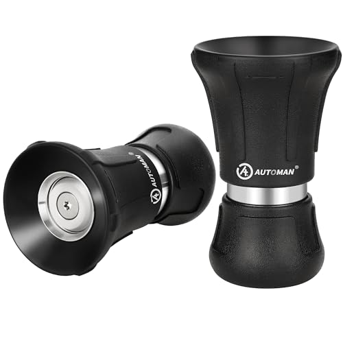 AUTOMAN Garden Hose Nozzle Heavy Duty, 2 Pack Fireman Hose Nozzle, High Pressure Water Hose Sprayer Nozzle, Adjustable Spray Nozzles for Washing Car, Cleaning Ground, Watering Plants, Showing Pets