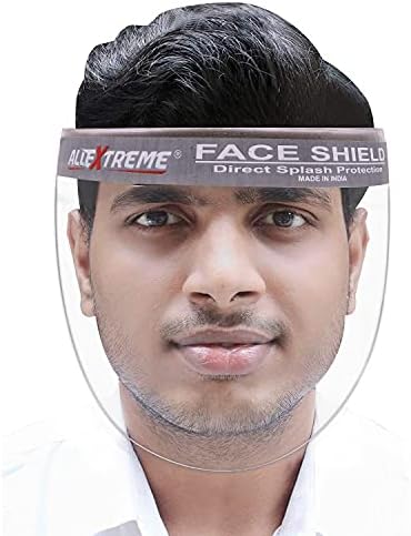 Allextreme EX2000S2 2000 Micron Reusable Face Shield Unbreakable Full Face Cover Protection Shield Transparent Safety Visor for Front Line Warriors (2 PCS)