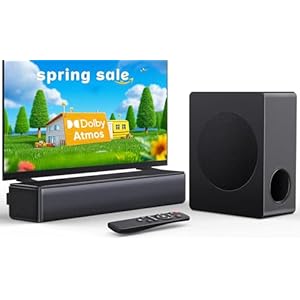 Sound bar with subwoofer, 200W 2.1 ch soundbar w/Dolby Atmos Surround Sound System, 3D Bass Adjustable Home Theater Bluetooth TV Speaker for Smart TV/Projector/PC