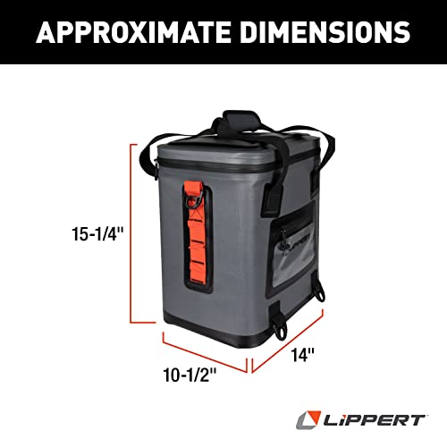 Image of Lippert Adventure Pro 24-Can Soft Insulated Cooler Tote Bag, Up to 15 lbs. of Ice, 18 Quarts of Water, 14 inch x 10-1 /2 inch x 15-1 /4 inch Wide Mouth Opening, Padded Handle & Shoulder Strap - 2021099915