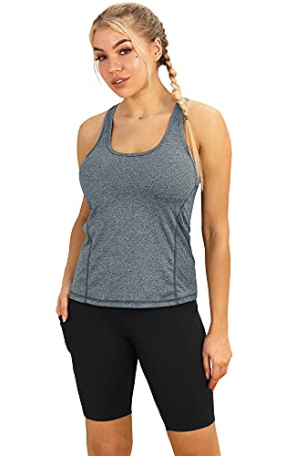 image for icyzone Workout Tank Tops for Women - Racerback Athletic Yoga Tops, Ru