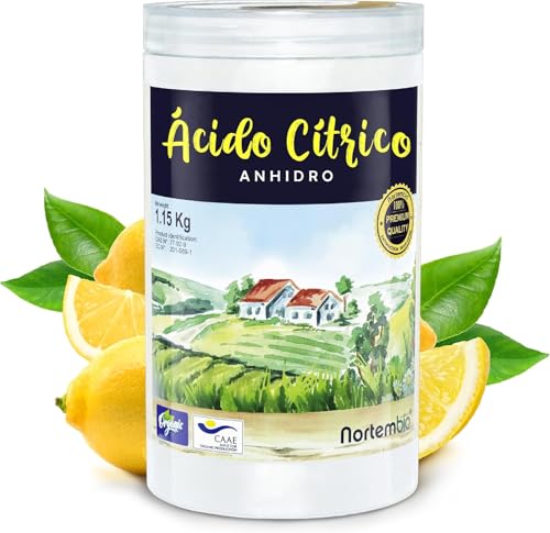 Nortembio Acido Citrico 1,15kg – Acido Citrico Anidro Concentrato 100 % Puro Certificato – Pulizia Domestica Multiuso – Senza OGM – E-Book Incluso