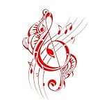 Abnehmbarer Violinschlüssel-Wandaufkleber, Musiknoten, Musik-Aufnahmestudio, Vinyl-Aufkleber für Kinderzimmer, Schlafzimmer, Poster-XL-75x105cm-Red