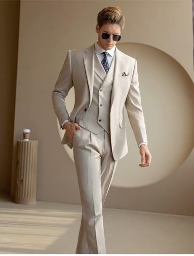 Mens Suits Regular Fit 3 Piece Suit for Men Wedding Prom Business Formal Suit3