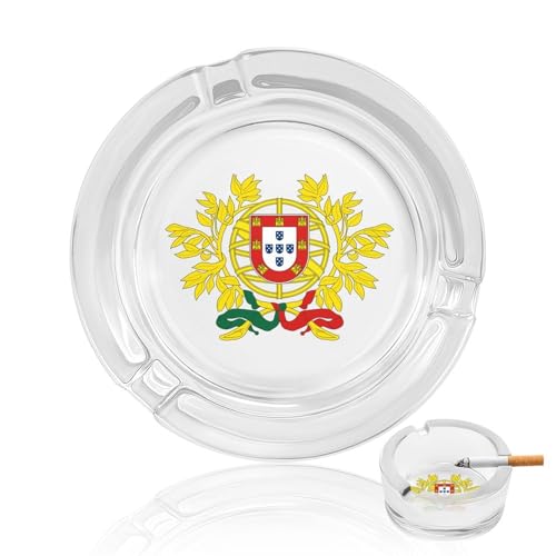 Coat of Arms of Portugal Funny Glass Ashtray for Cigarettes Clear Decorative Ash Tray for Smokers Home Office
