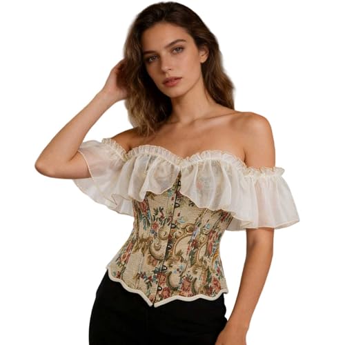 Genérico Top Tipo Corsé Bustier Sin Tirantes Con Botones Frontales Faja Moldeadora Sin Para Control Y Modelado (Beige L)