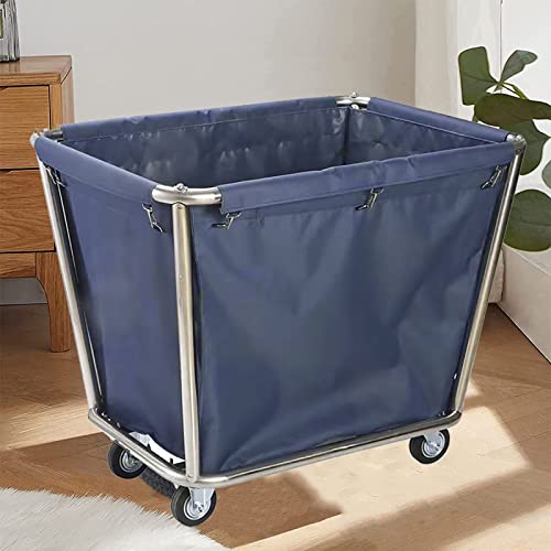 Panier à linge pour usage domestique grand volume bleu à roues