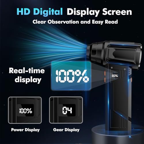 Image of IVJ Compressed Air Duster, 180000RPM Super Power Cordless Electric Air Duster with LED Light Rechargeable 4 Gear Adjustable Mini Air Duster, Dust Blower for Computer, Keyboard, House, Outdoor and Car