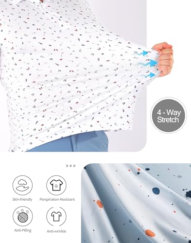 Polo de golf para hombre manga corta Dry Fit que absorbe la humedad con estampado casual y cuello clásico miniatura 4