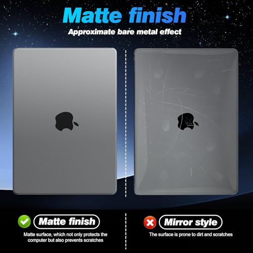 Image of EooCoo Case Compatible for MacBook Pro 14 inch M5 2026 2025-2021 M4 M3 M2 M1,A3427 A3426 A3434 A3112 A3185 A3401 A2918 A2992 A2779 A2442 Pro /Max Chip,Ultra-Thin Translucent Hard Shell Cover-Space Gray