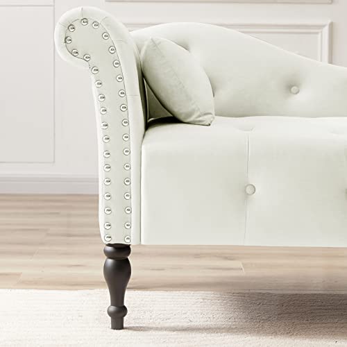 Image of Eafurn 60.6 inch Chaise Lounge Chair Indoor, Oversized Upholstered Sofa Bed for Living Room, Tufted Velvet Sleeper Couch Comfy Recliner Bedroom Reading Seat | Breathable material