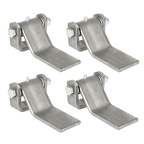 Ilyapa Weldable Formed Strap Style Trailer Gate Hinges - 7 Inches Pack of 4 Heavy Duty Greasable Weld on Hinges for Lawn Dump Trailer & Trailer Ramp, Strap Style Leaf Hinge with Grease Zerk Fitting