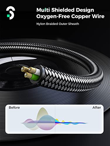 Soomfon 2Rca Male To 2Rca Male Stereo Audio Cable 3.3 Feet Rca Adapter Hifi Sound Quality 24K Gold Plated Connector Copper Core Compatible With Amplifier Cd Player Speaker #TOP4