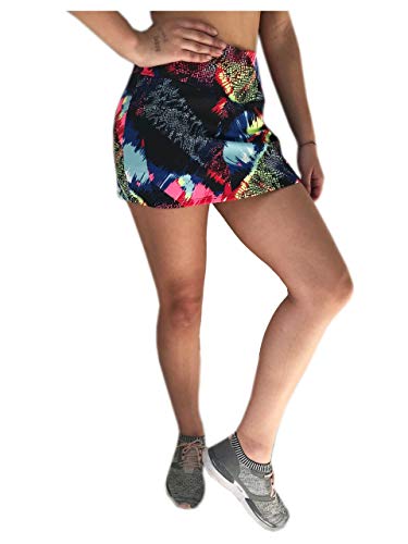 KIT 2 Shorts Saia Plus Size Suplex Cós Alto Estampada ou Lisa PRETO -25A G3