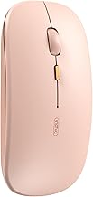 Souris sans Fil, Souris Bluetooth Rechargeable (BT5.1 & 3.0) avec clic Silencieux, DPI réglable sur 3 Niveaux - Souris Portable pour Ordinateur Portable, Ordinateur (Rose)