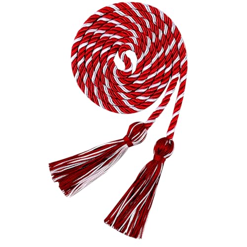 Image of Graduation Honor Cord 68 inch Grad Braided Honor Cords with Tassel Honor Rope Grad Cords for Graduation Students Bachelor Master Doctoral Gown Grad Decor (Burgundy and White)