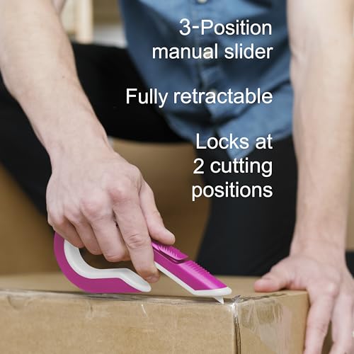 Slice Box Cutter, Heavy Duty Utility Knife, Safe Ceramic Blade Lasting 11x Longer than Metal, Pink, 1 Pack