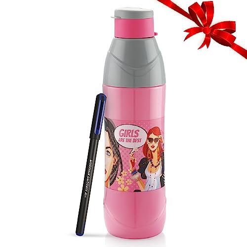 Image of CELLO Puro Trends 900 | Insulated Water Bottle | 690ml, Pink & Grey With Free Unomax Ultron 2x Ball Pen