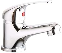 VeeBath Eco/Prima Mono Basin Mixer Tap Bathroom Sink Washroom Basin Single Lever Brass Mixer Tap with Pop Up Waste- Chrome