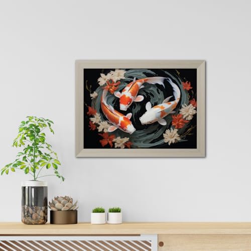 Image of TenorArts Feng Shui Photo Frame Vastu Positivity Aesthetic Wall Painting Lucky Art Frames with White Wooden Texture for Living rooms Office Bedroom - Wall Paintings /Hangings (12inches x 9inches)