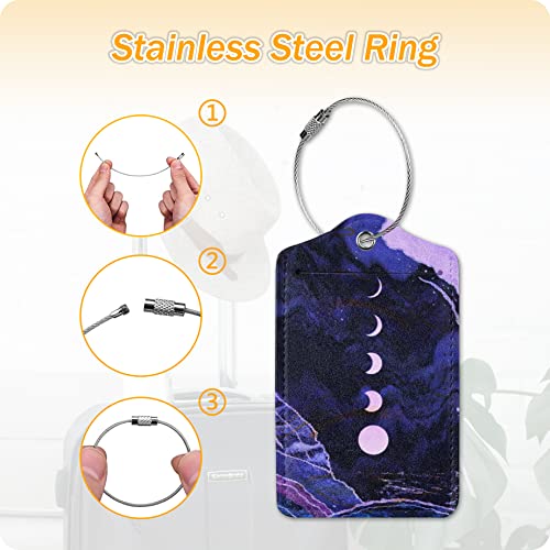 Image of Set of 2 Luggage Tag Suitcases Tag with Privacy Name Lable ID Card PU Leather Baggage Tags for Men Women Travel