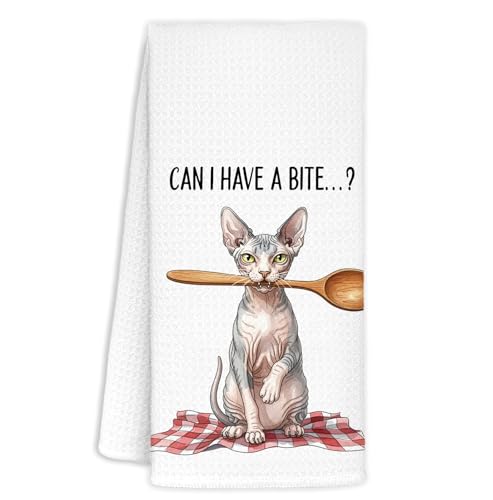 BNHJKFQZ Sphynx Cat Kitchen Towel Decorative,Can I Have A Bite