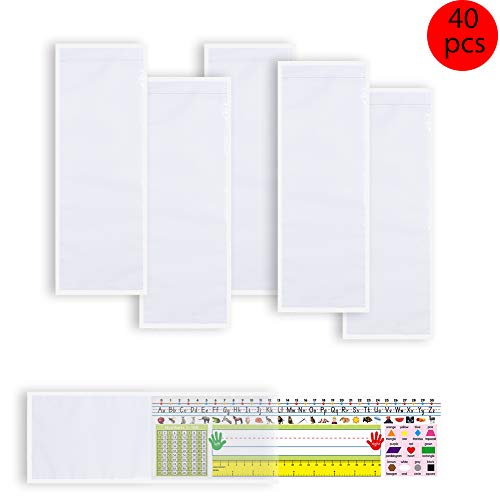 40 PCS Nameplate Pocket Adhesive Desk Nameplates Name Tag Pocket 13.4 x 4.7