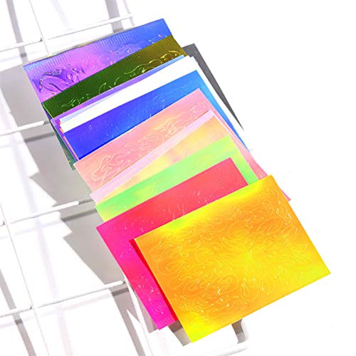 Dioche Calcomanías Holográficas para Uñas con Llamas de Fuego, 16 Uds., Calcomanías Artísticas Autoadhesivas de Colores Mezclados para Mujeres y Niñas, Plantilla para Manicura DIY (Colores variados)
