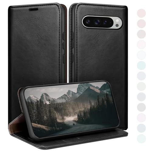 Coque pour Google Pixel 10 Pro XL étui portefeuille anti-RFID HUOUH noir