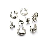 Cuff Earrings Set Ear Crawler Earring Climber Stud Ear Wrap Pin Vine Tribal Charm Vintage Clip On Jewelry Silver Hand Flower Sun Star Swirl