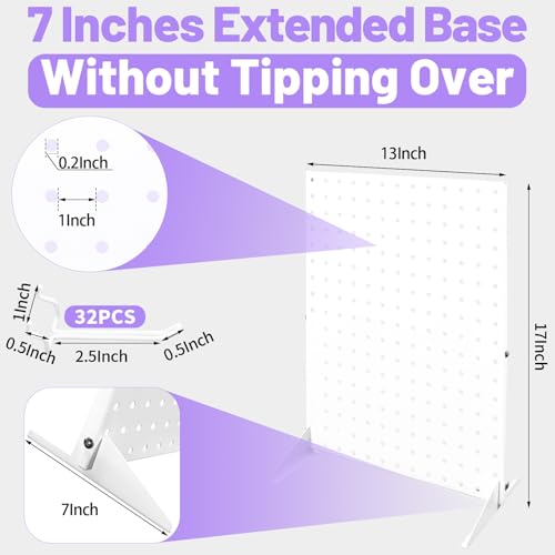 Novelfun 2 Stück Weiß Stecktafel Display Stände 17\ X 13\ Stecktafel Organizer, Tischplatte Präsentationsständer Metall Pegboard Display Stand für Schmuck, Schlüsselanhänger, Aufkleberc