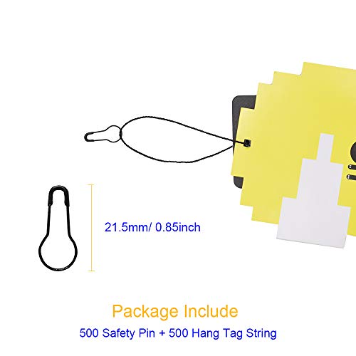 500 Pcs 7 Inch Hang Tag Fasteners Black Nylon Strings and 500 Pcs 0.85 Inch Black Metal Ground Safety Pins Clothes, Lock Pin Security Loop for Retail Store Clothing Accessory Price Pins - Thumbnail 3