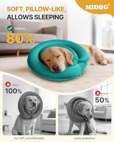 Image of MIDOG Patented Inflatable Dog Cone, Soft Recovery Collar, Blue, XS