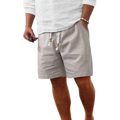 Comdecevis Men's Casual Linen Shorts Cover