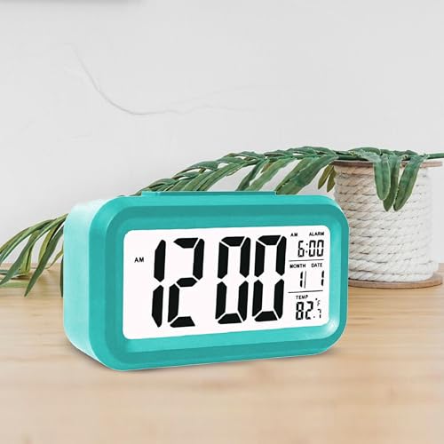 Image of Casa Copenhagen Digital Alarm Clock Table Clock for Students, Home, Office, Corporate with Automatic Sensor, Date & Temperature - Teal