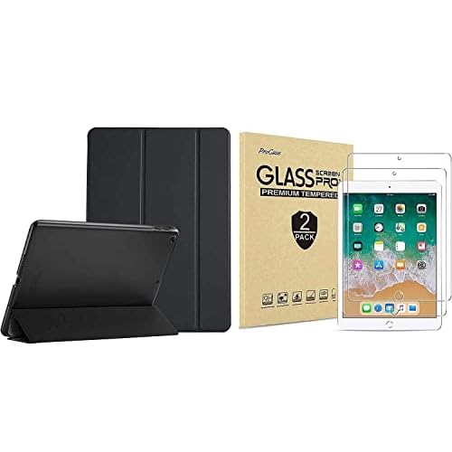 2 Pack Screen Protector for 9.7" iPad 6th 5th / iPad Pro 9.7 2016 / iPad Air 2/1 Bundle with Protective Case for iPad 9.7 Inch 2018 iPad 6th Generation/ 2017 iPad 5th Generation