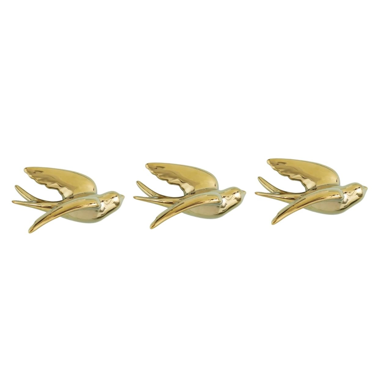 HAWILLOSCH 3piezas Decoración De Pared Estatua De Pájaro Cerámica Dorada Adorno De Pared Nordic Para Hogar y Jardín Estilo Elegante y Acogedor