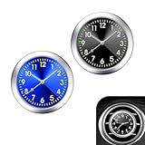 Yidcidu 2PCS Stick on Car Dashboard Clock, Alloy Luminous Center Console Clock, Self-Adhesive Mini Tiny Car Time Display, Universal for Most Vehicles Home Desk (Black & Blue)