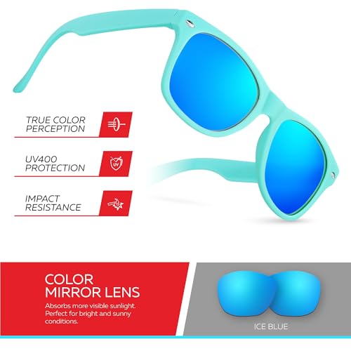 Image of Retro Rewind Kids Sunglasses for Boys Girls Age 3-12 - Shatterproof UV400 Toddler Children Sun Glasses