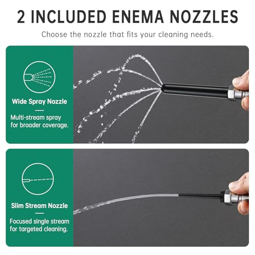 Image of Shower Enema System with 100 Inches Hose, Diverter, Water Control Valve for Men and Women Portable Cleaning, Enema Nozzle Kit Cleaner Attachment(Matte&Chrome