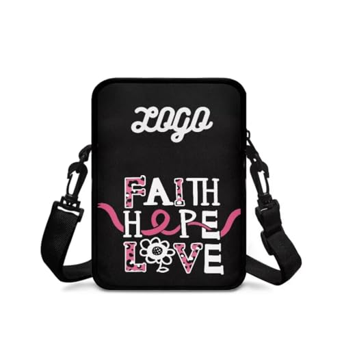 Image of Crossbody Bag for Women Sling Purse Pink Ribbon Cell Phone Holder with Straps